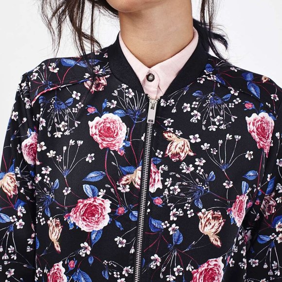 NWOT Topshop Floral Bomber Jacket - Picture 4 of 8